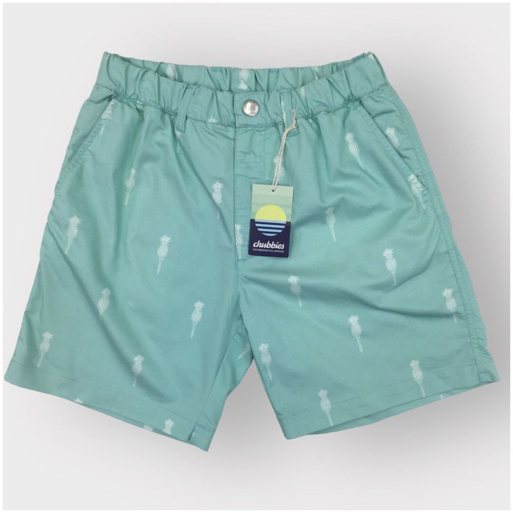 New Chubbies The Hole in Twos Mens Shorts Size M 7" Stretch Cotton Pineapple USA